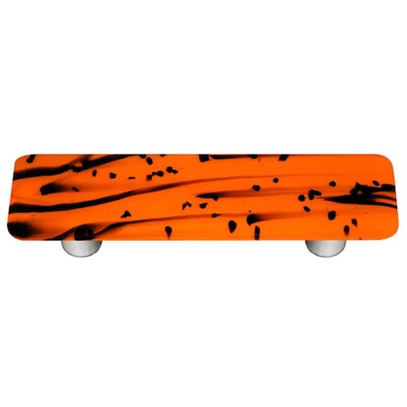 Palacedesigns Mardi Gras Black with Orange Rectangle Glass Cabinet Pull - Aluminum Post PA2522014